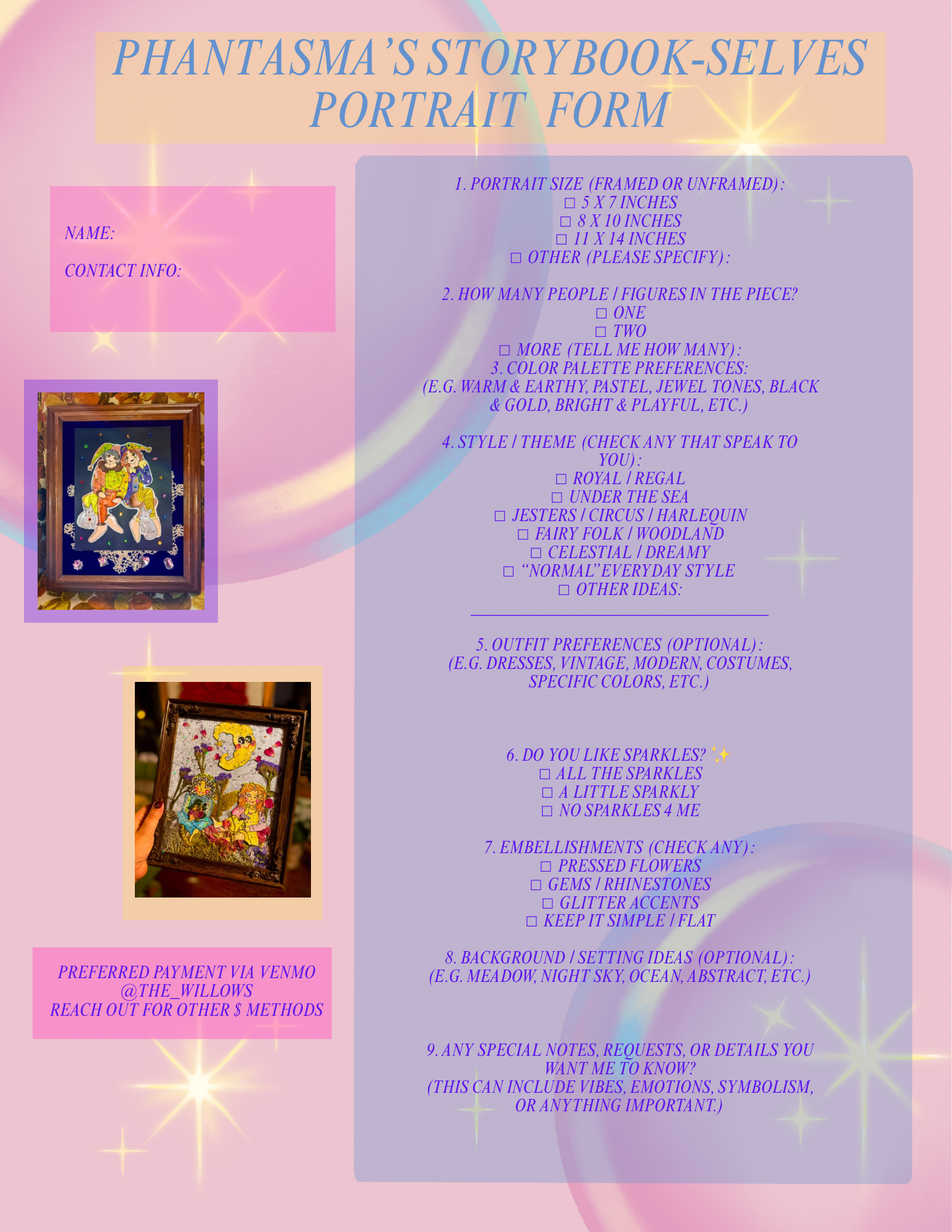 Custom Hand-Painted Whimsical Portraits